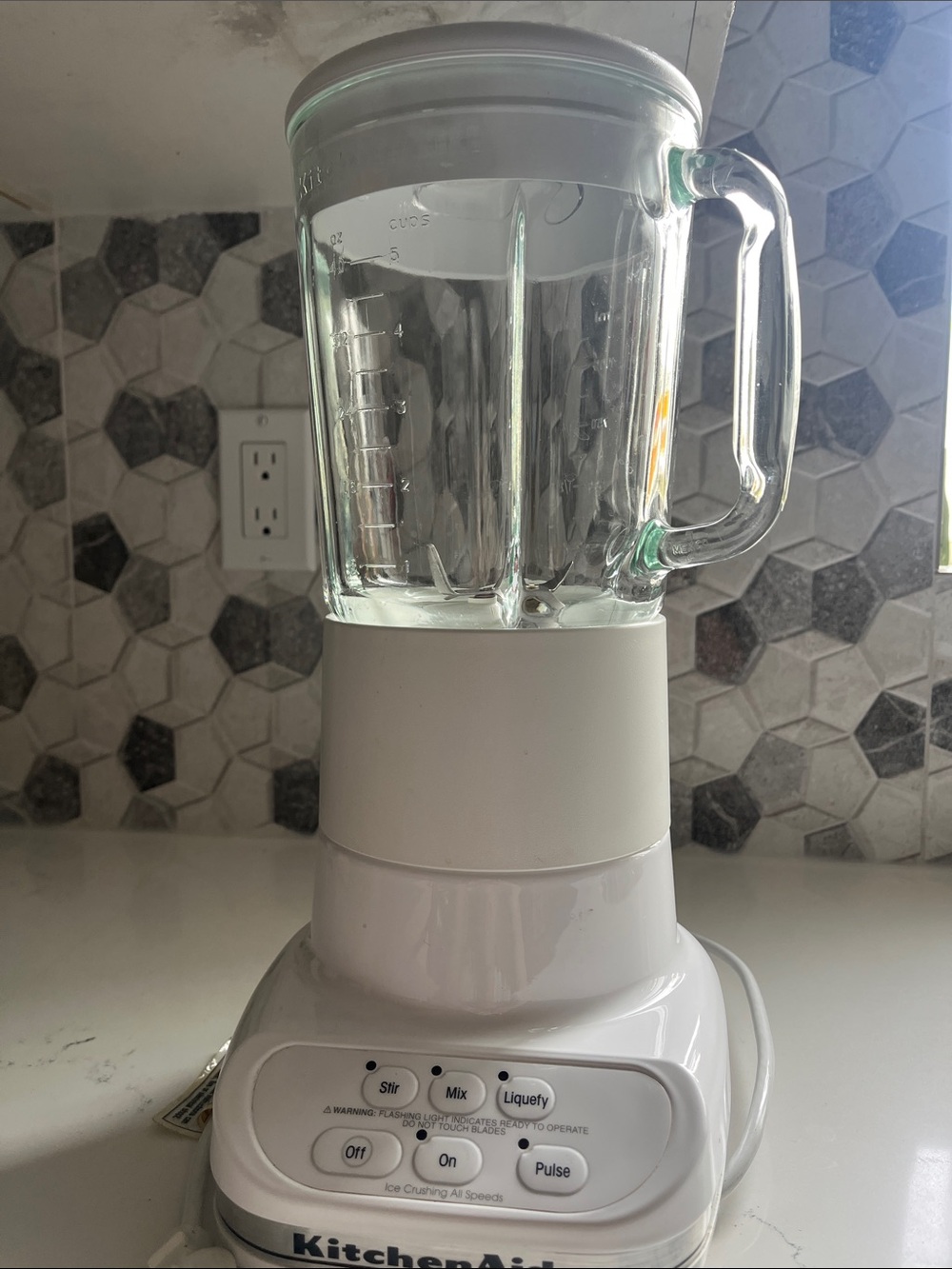 KitchenAid White Glass Countertop Blender with Pulse and Multi-Speed Controls